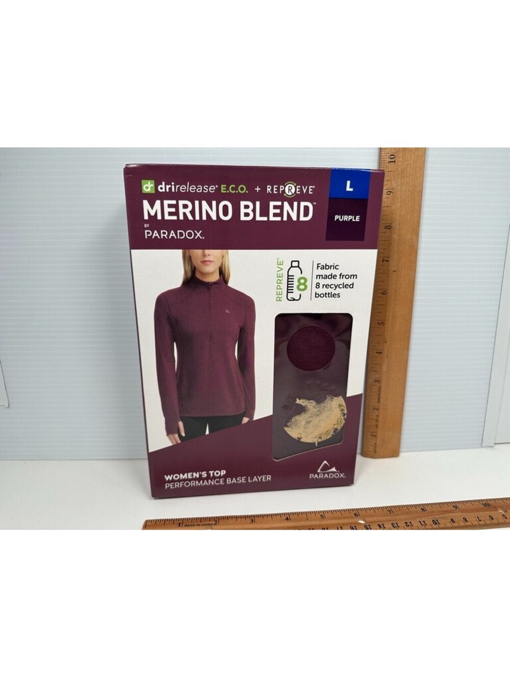Paradox Merino Blend Women's Performance Base Layer Top - Purple, Large, New